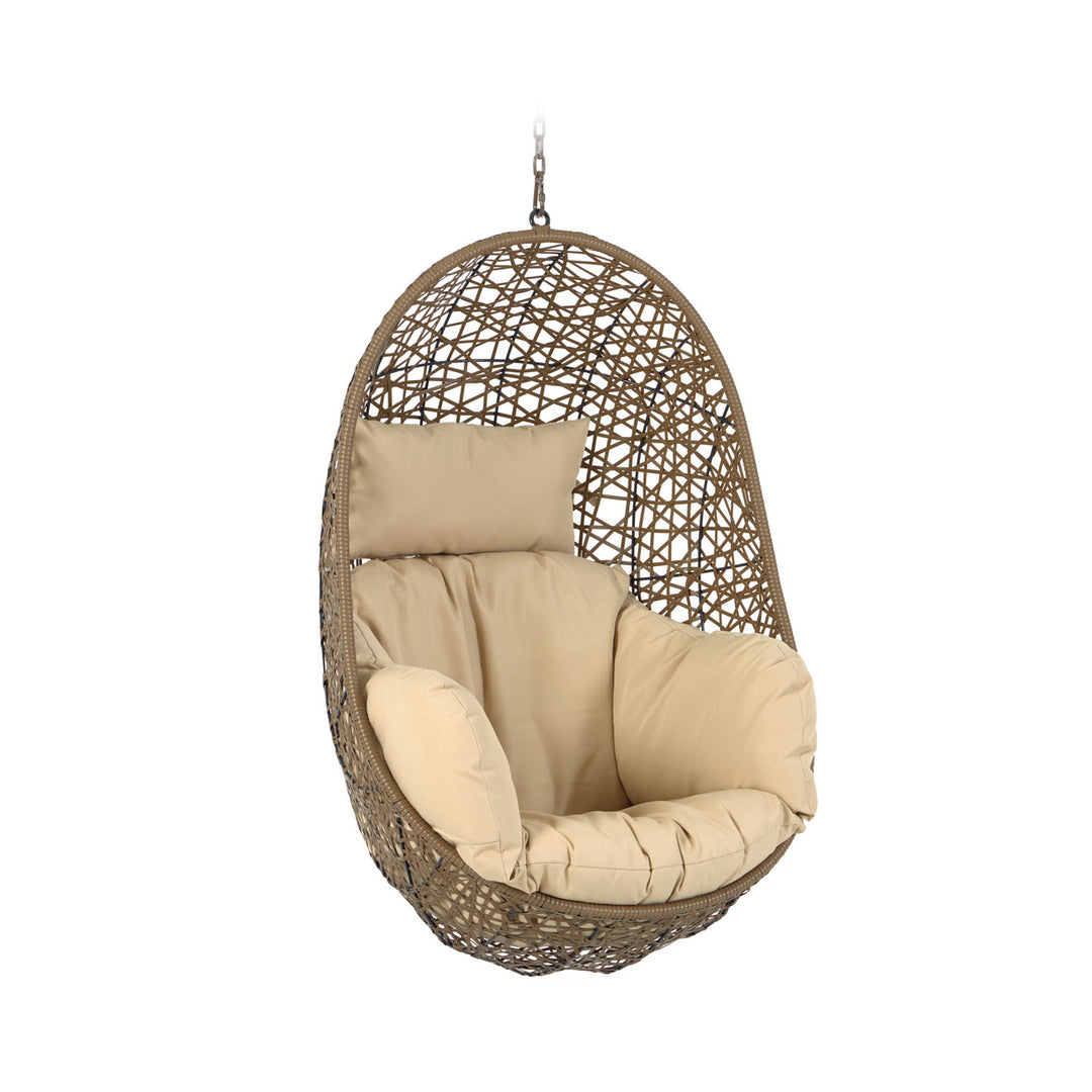 KAVE HOME Florina hængestol m. hynder polyester og brun polyrattan