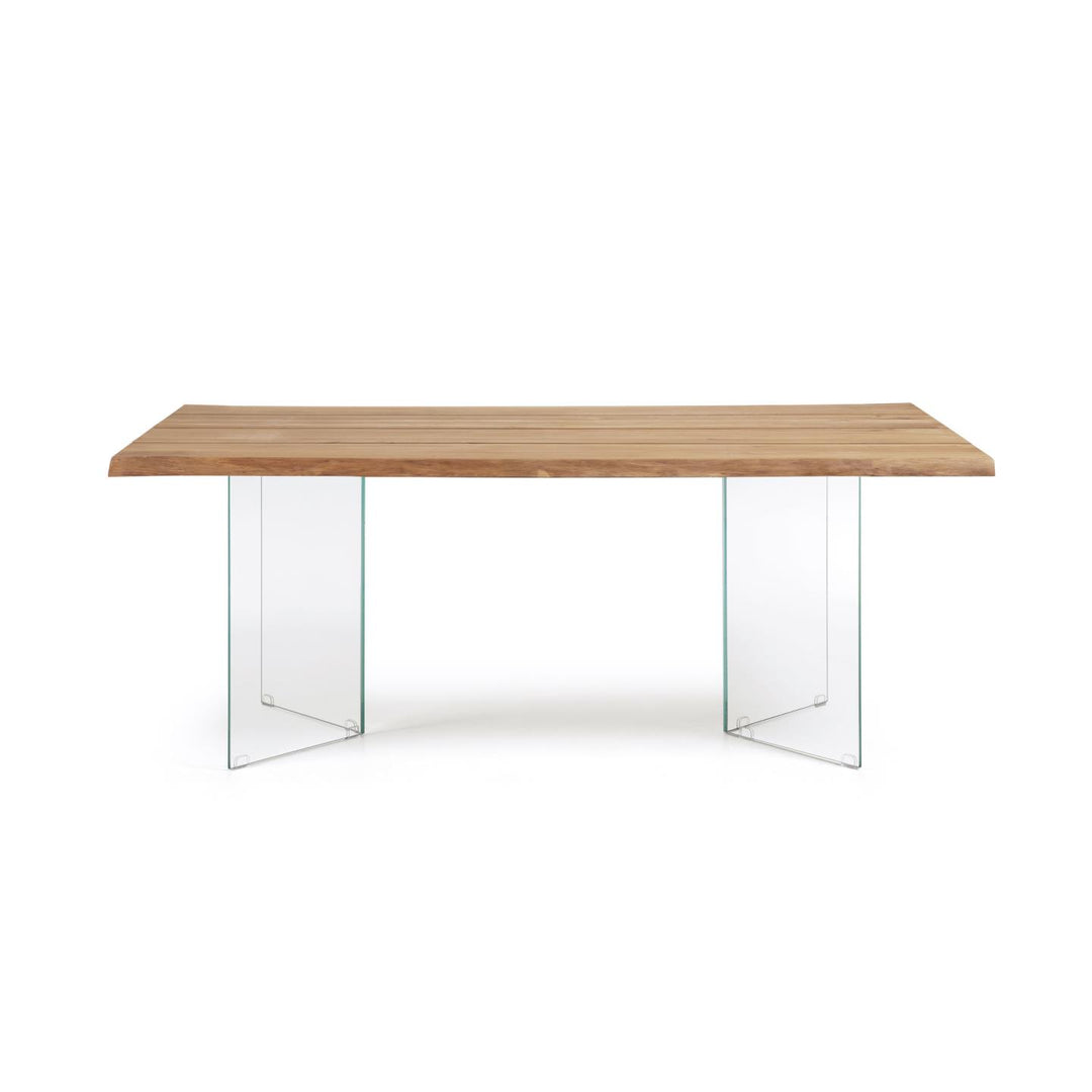 Produktbillede af KAVE HOME Lotty spisebord rektangulær natur egefinér og klar glas 180x100 i premium kvalitet
