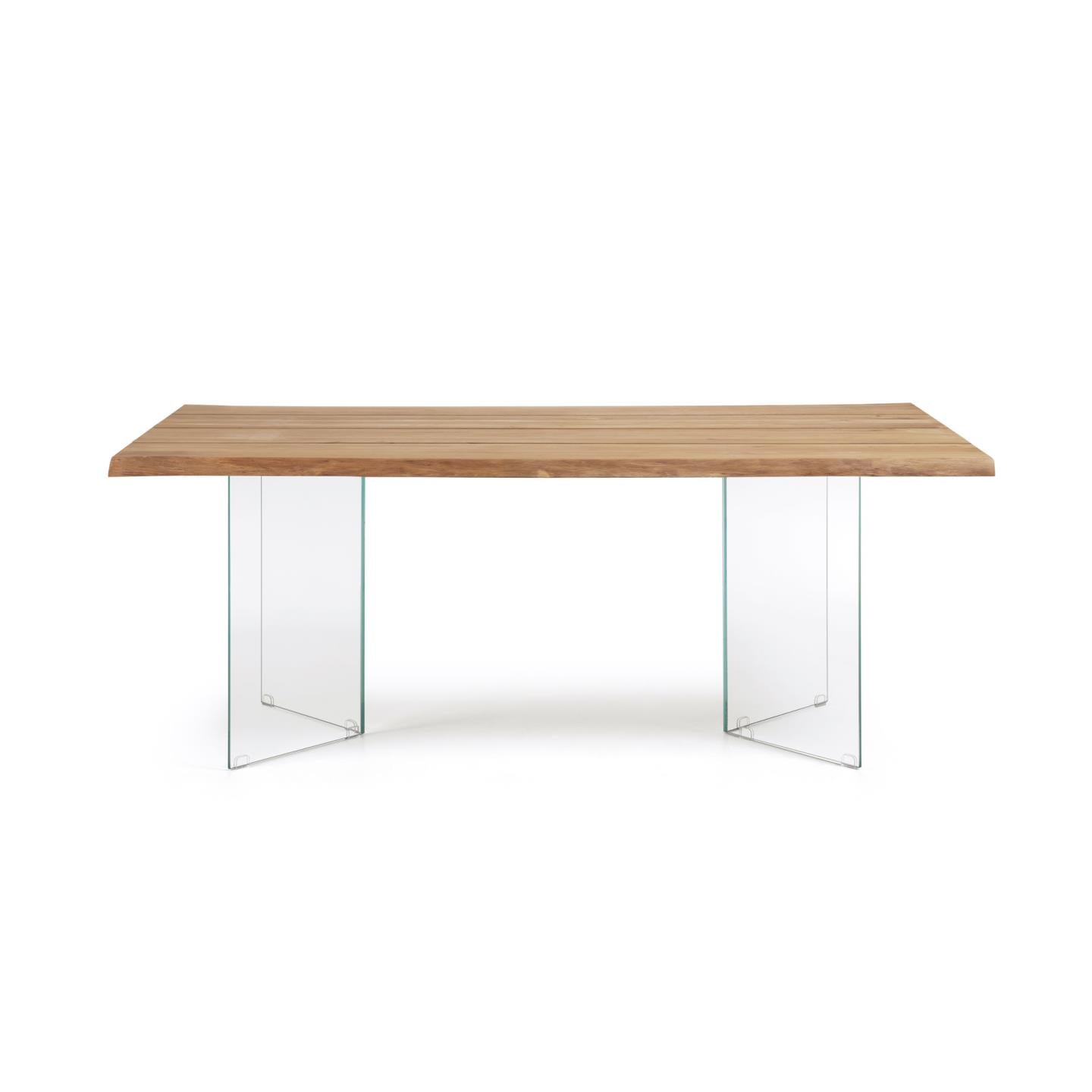 Produktbillede af KAVE HOME Lotty spisebord rektangulær natur egefinér og klar glas 180x100 i premium kvalitet