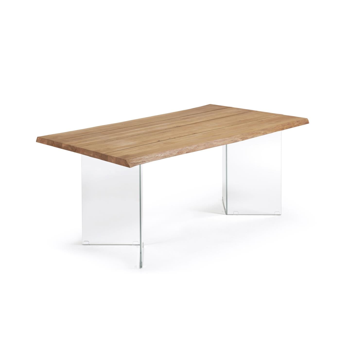 Produktbillede af KAVE HOME Lotty spisebord rektangulær natur egefiner og klar glas 160x90 i premium kvalitet
