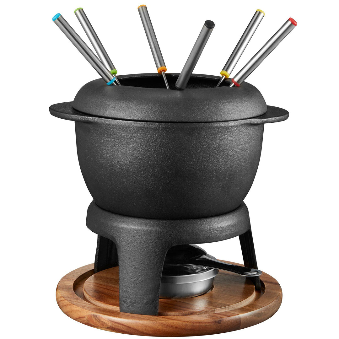 Dorre Dorre Fonda fondue støbejernsgryde m. akacietræplade ❤ detaljebillede (Fondue)
