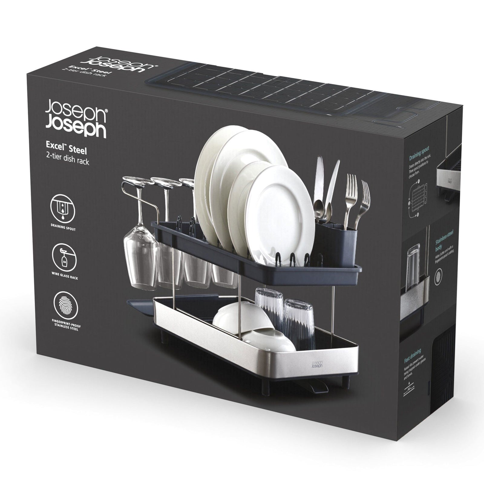 Joseph joseph Joseph joseph Excel Steel opvaskestativ 2 etager, grå – billede i brug (Vaskestativ)