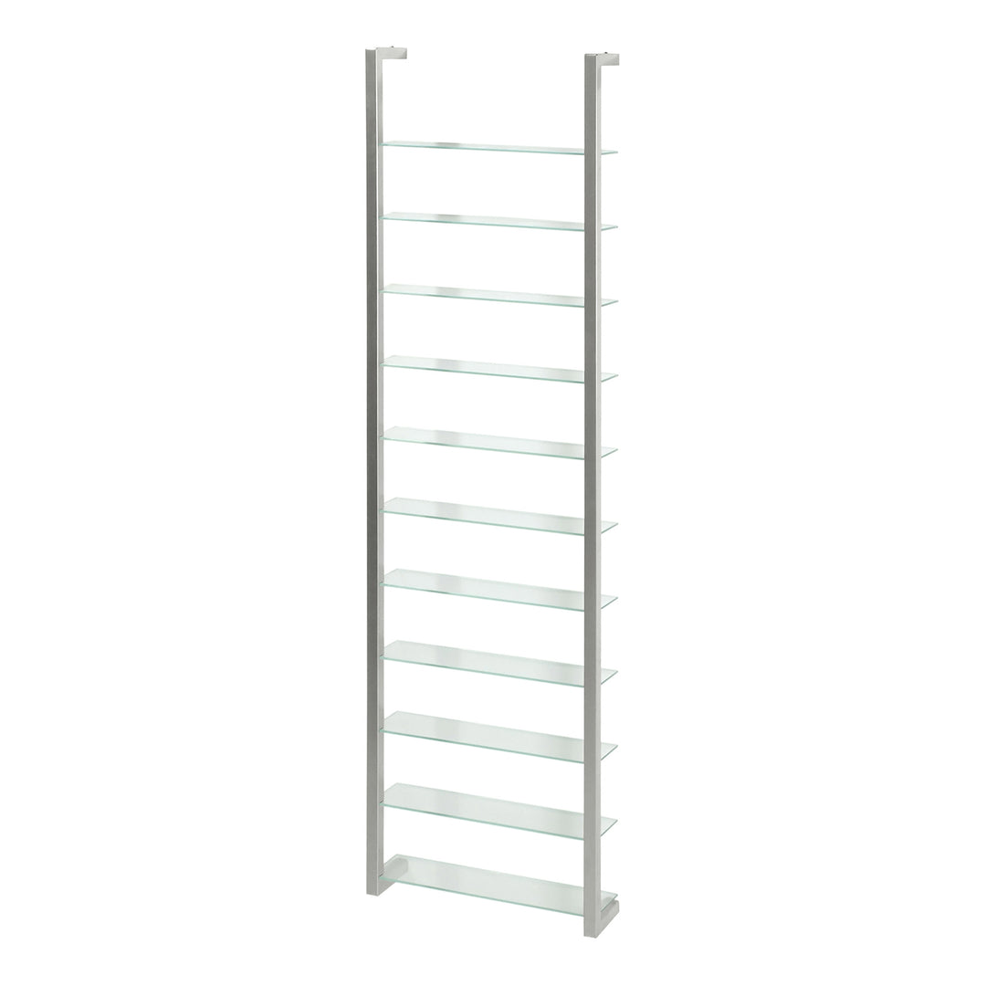 SPINDER DESIGN rektangulær Cubic reol m. 11 hylder glas og grå stål H:167cm x46cm x 13cm