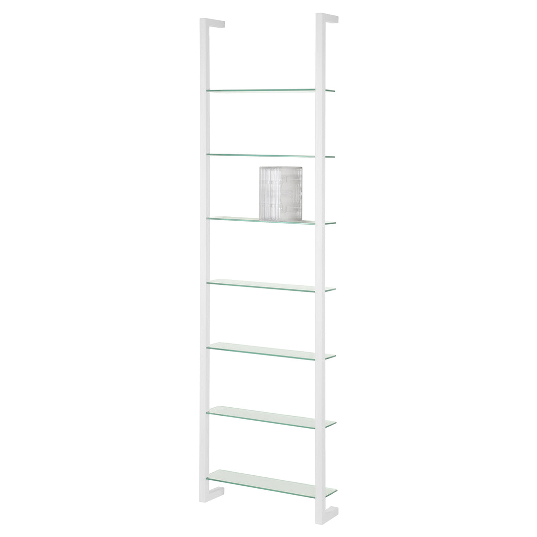 SPINDER DESIGN rektangulær Cubic reol m. 7 hylder glas og hvid stål H:167cm x46cm x 13cm