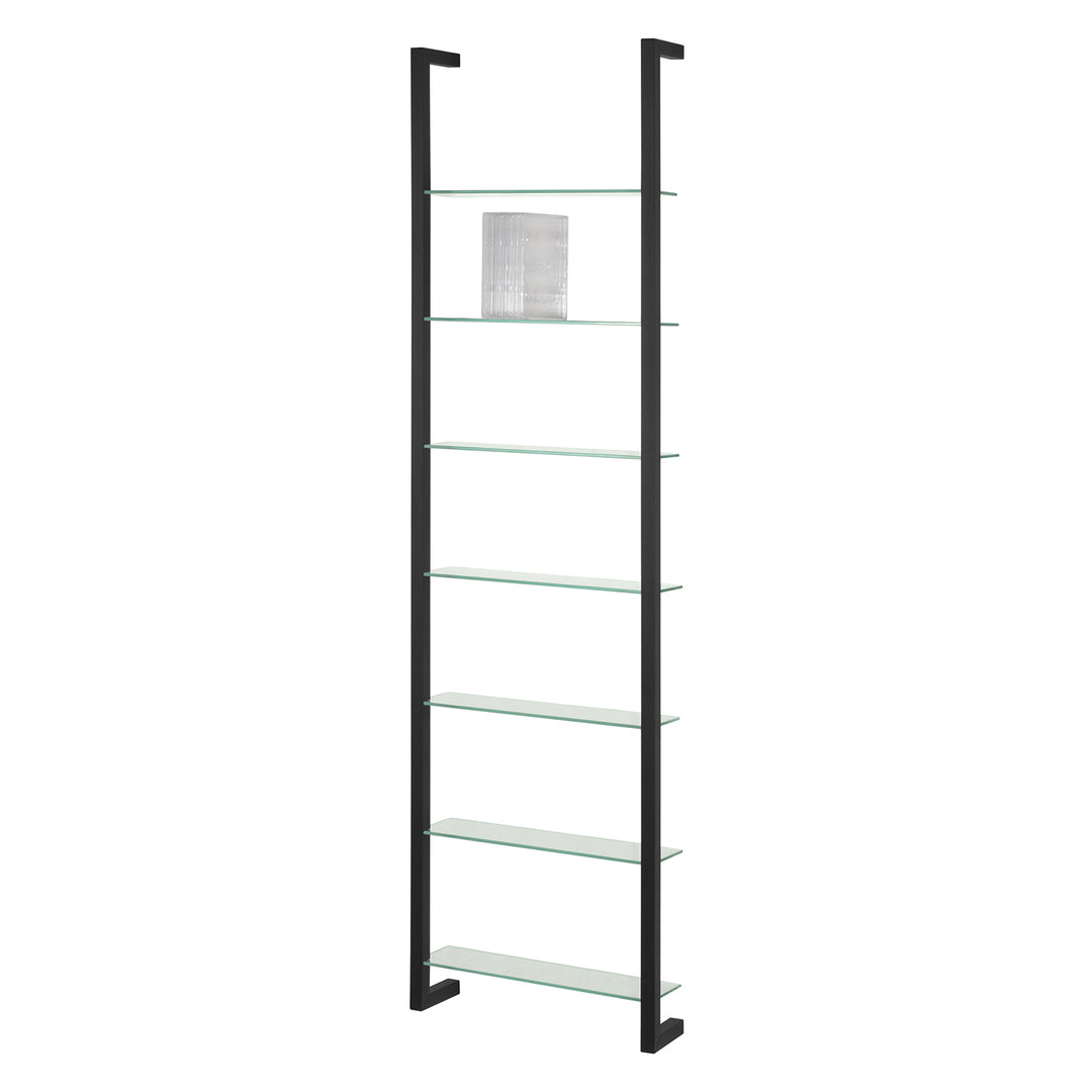 SPINDER DESIGN rektangulær Cubic reol m. 7 hylder glas og sort stål H:167cm x46cm x 13cm