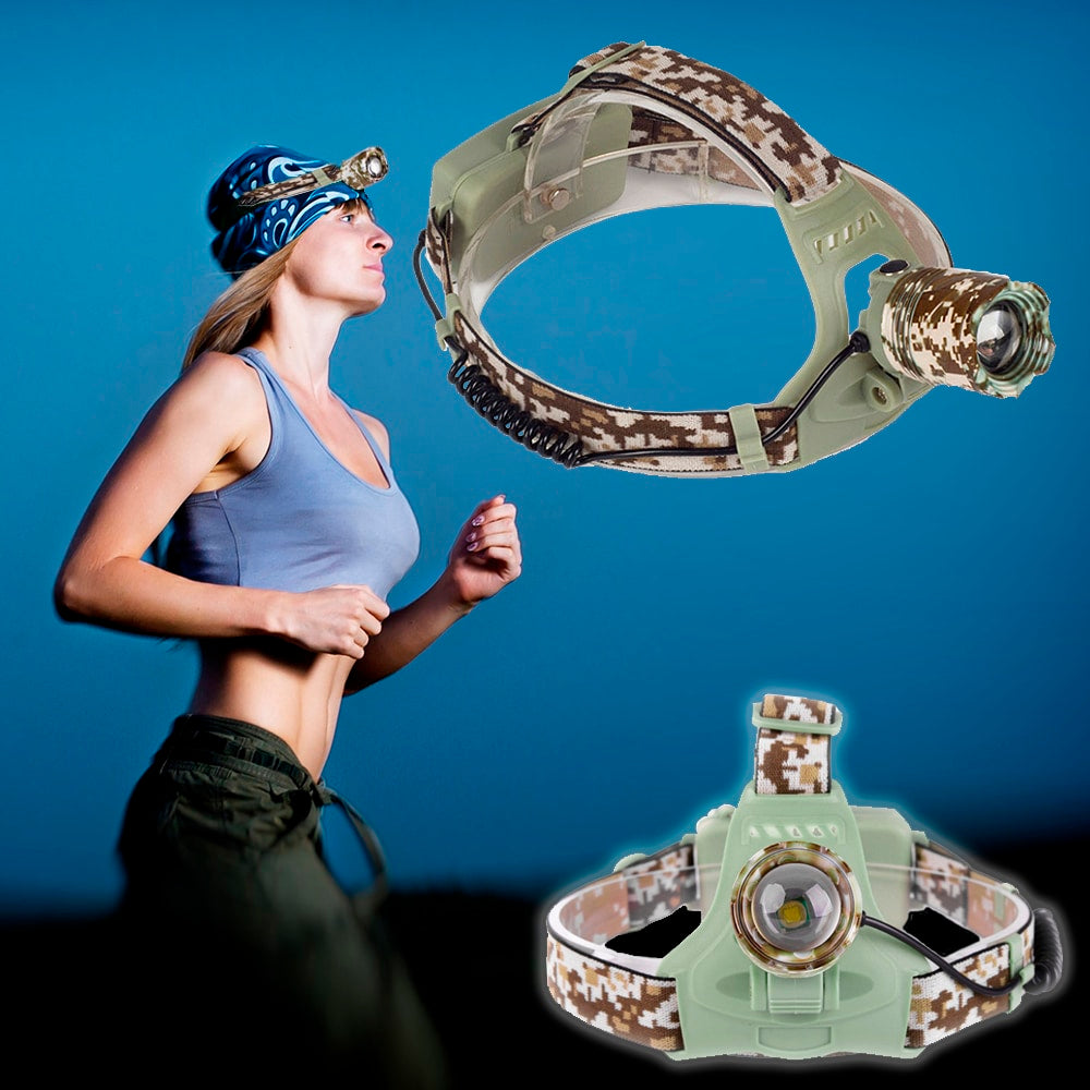 Produktbillede af Køb LED Pandelampe m/camouflage kraftig med 3 indstillinger på tilbud