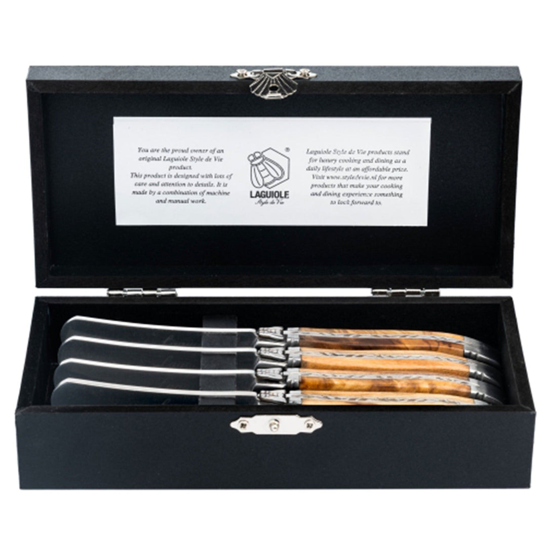 Laguiole Laguiole Smørknive 4-pak, oliventræ ❤ produktfoto (Smørkniv)