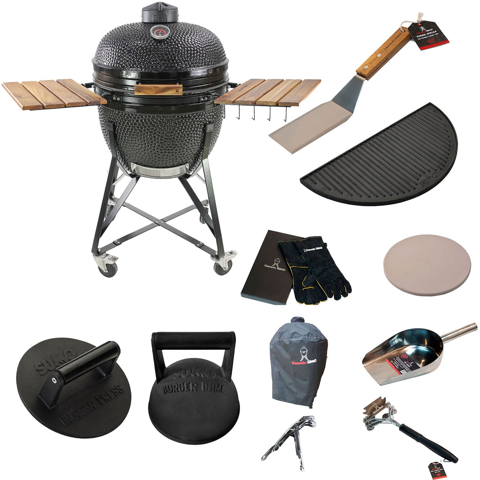 Kamado sumo Kamado sumo Maxi Sort m. smashpakke – produktbillede (Kamadogrill)