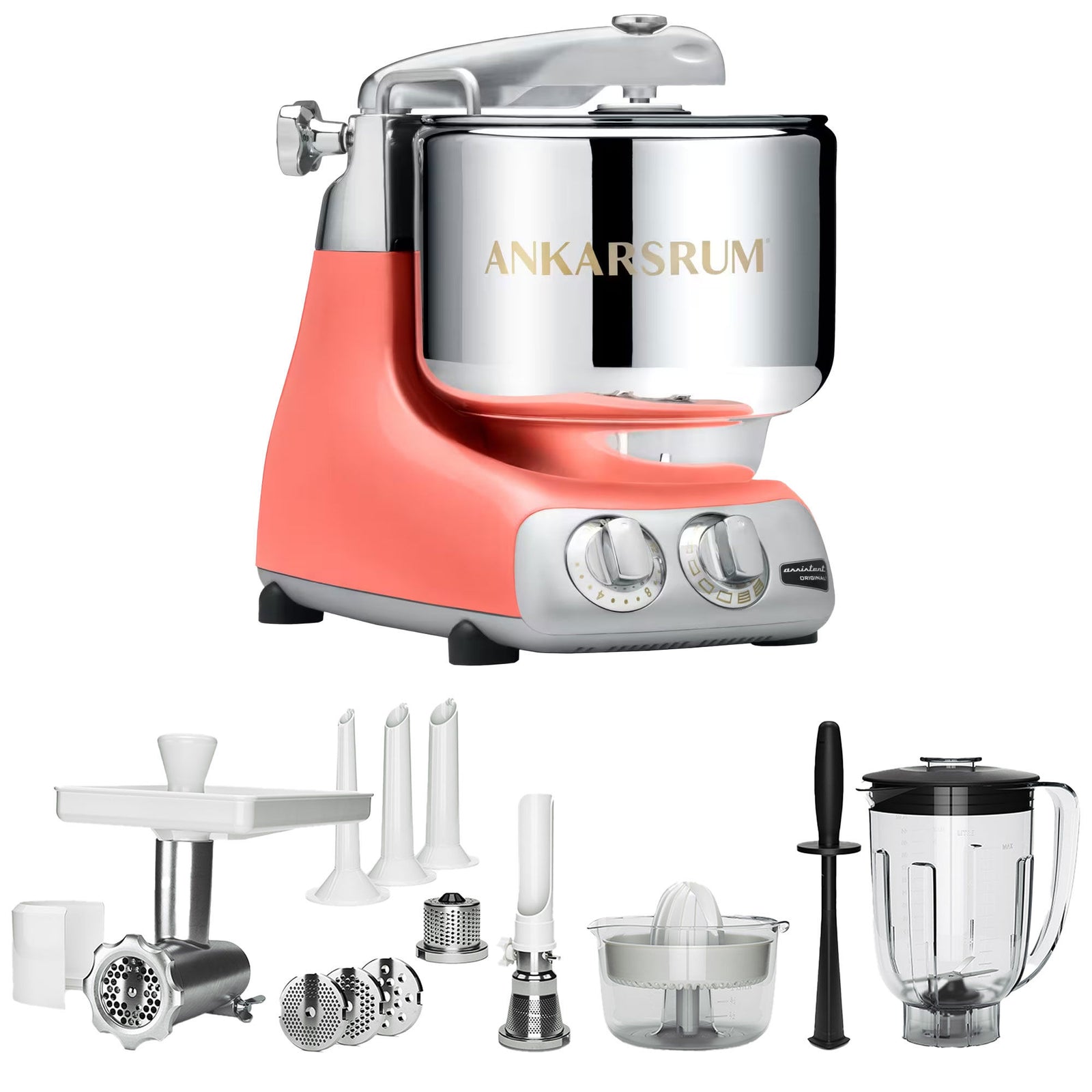 Ankarsrum Ankarsrum Assistent Original AKM6230 Coral Crush + Deluxe tilbehørspakke ❤ billede i brug i kategorien Røremaskiner