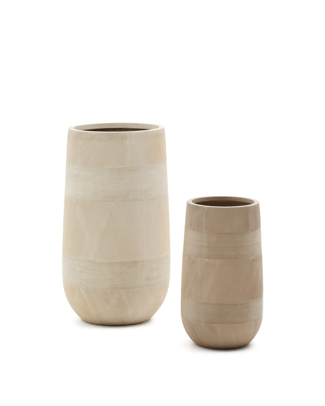 KAVE HOME Tival krukke rund beige cement-effekt polycement Ø45 sæt med 2