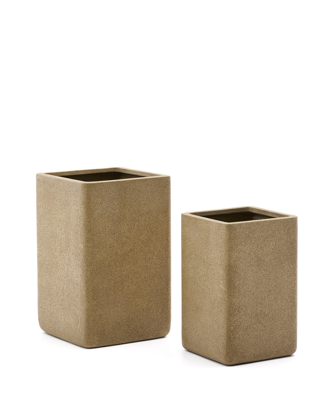 KAVE HOME Minoa høj krukke kvadratisk polycement med sennepsstenseffekt 44x44 sæt med 2