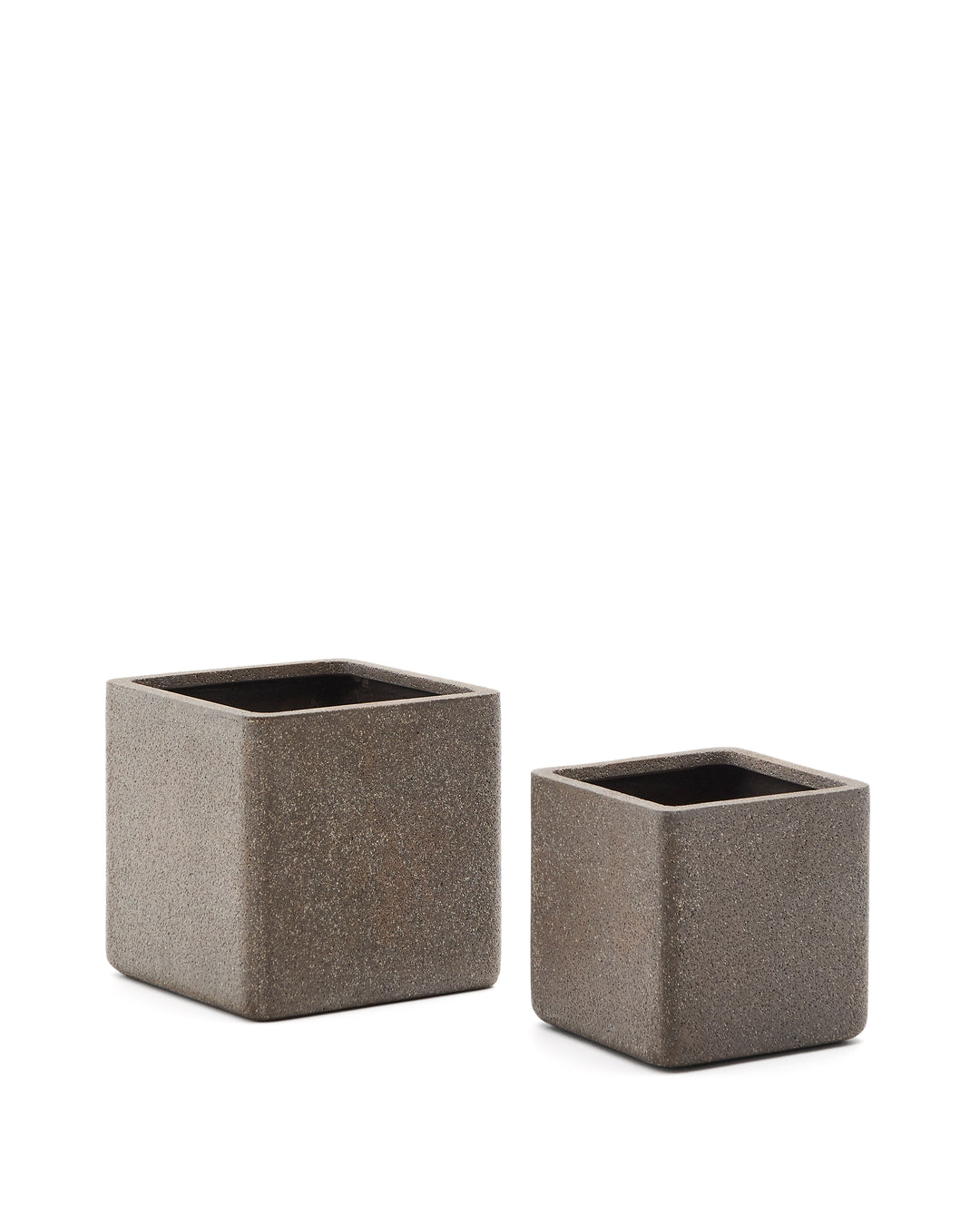 KAVE HOME Minoa krukke kvadratisk polycement med brun sten effekt 44x44 sæt med 2