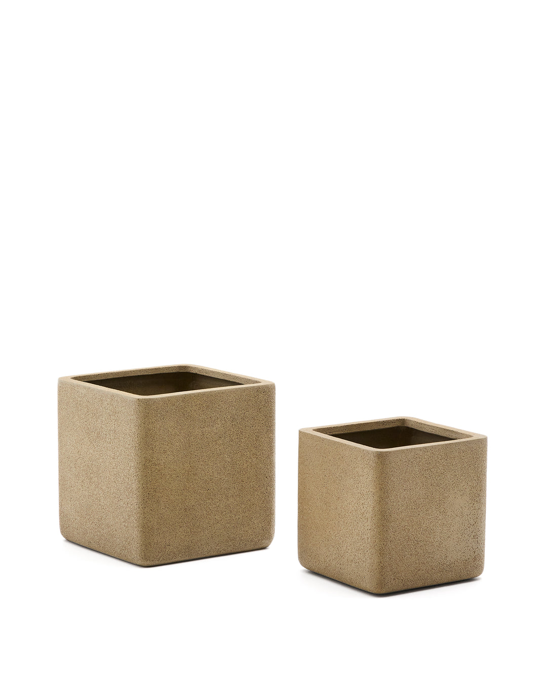 KAVE HOME Minoa krukke kvadratisk polycement med sennepsstenseffekt 44x44 sæt med 2