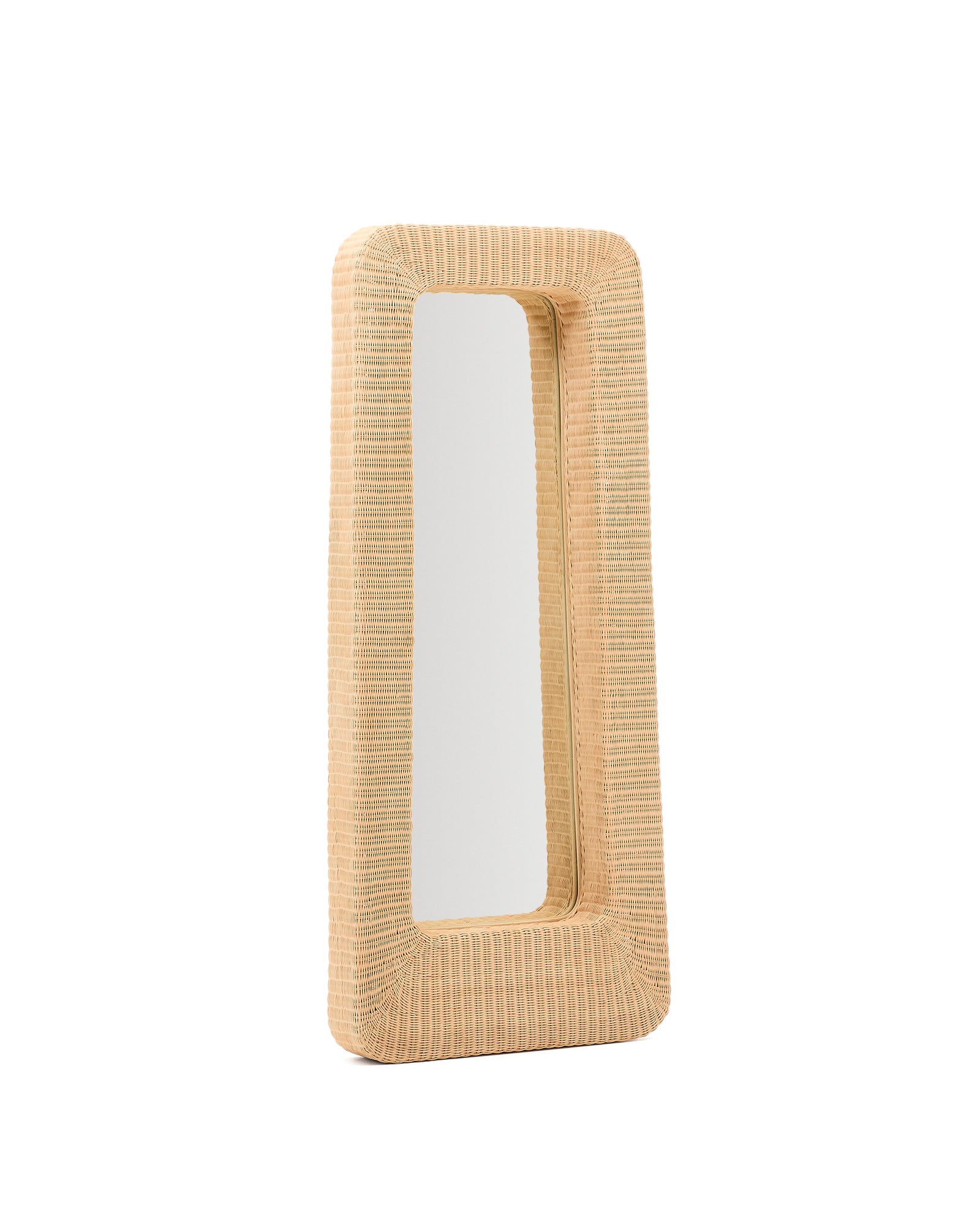 Produktbillede af KAVE HOME Zilna vægspejl rektangulær spejlglas og natur rattan 58x120 i premium kvalitet