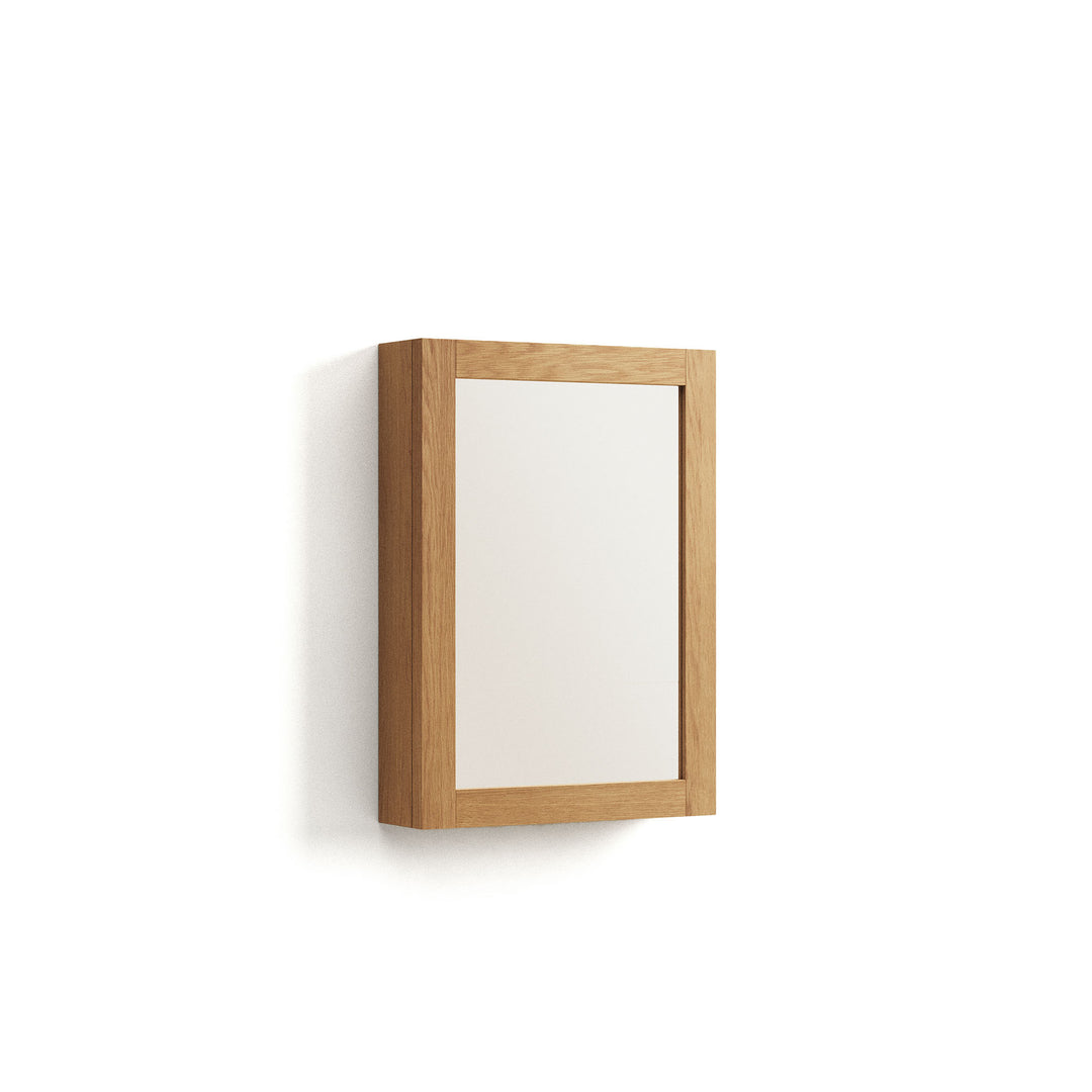 KAVE HOME Plubia medicinskab med spejl m. 1 låge og 2 hylder spejlglas og natur teaktræ 50x70