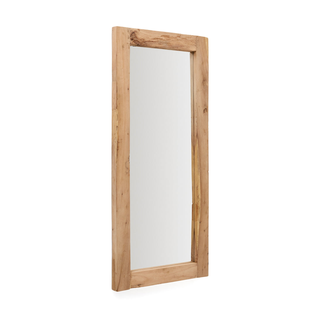 KAVE HOME Maden vægspejl rektangulær spejlglas og natur genbrugstræ 180x80
