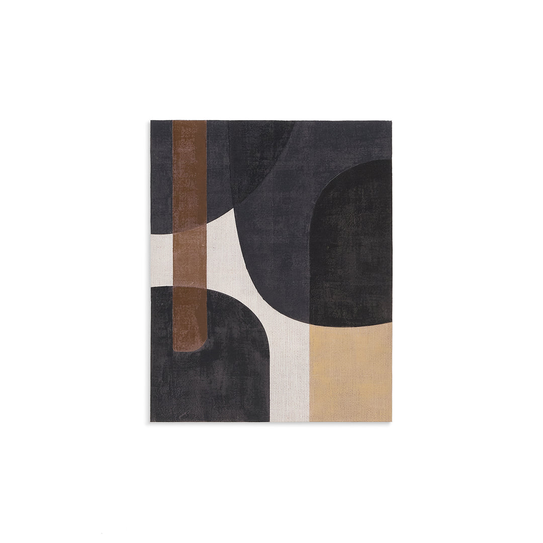 Produktbillede af KAVE HOME Tonol abstrakt maleri rektangulær brun beige sort lærred 100x80 i premium kvalitet
