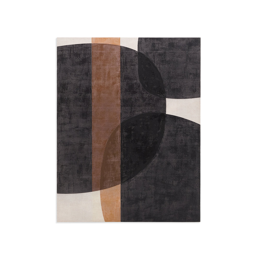 KAVE HOME Tonol abstrakt maleri rektangulær brun beige sort lærred 180x140