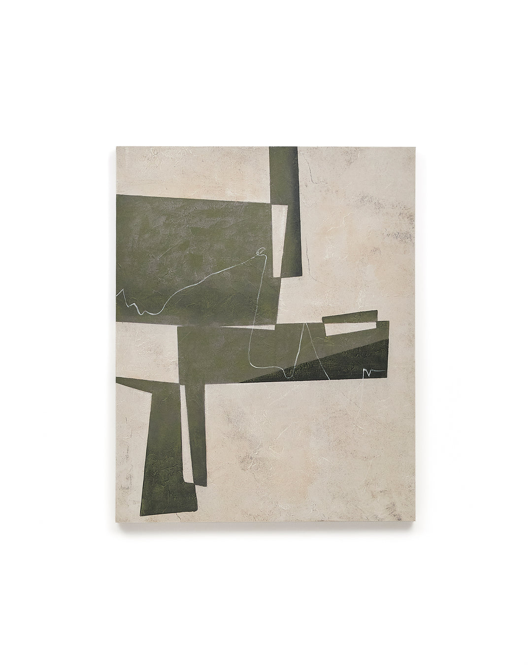 KAVE HOME Fida abstrakt billede rektangulær grøn lærred 118x94