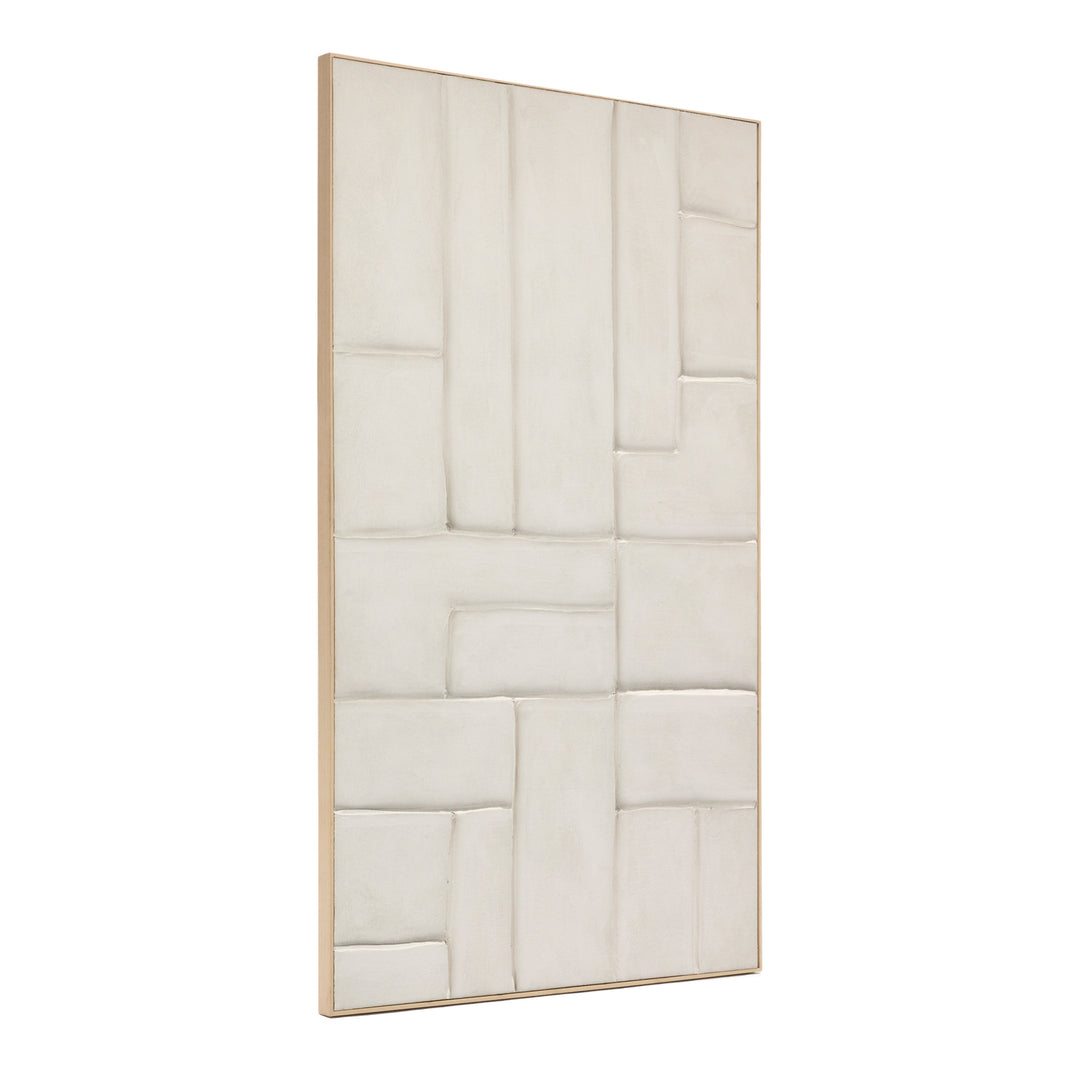 KAVE HOME Klis billede m. geometriske former rektangulær hvid hør 120x200