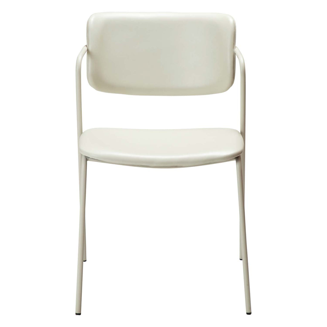 DAN-FORM Zed spisebordsstol m. armlæn knoglehvid kunstlæder og knoglehvid stål