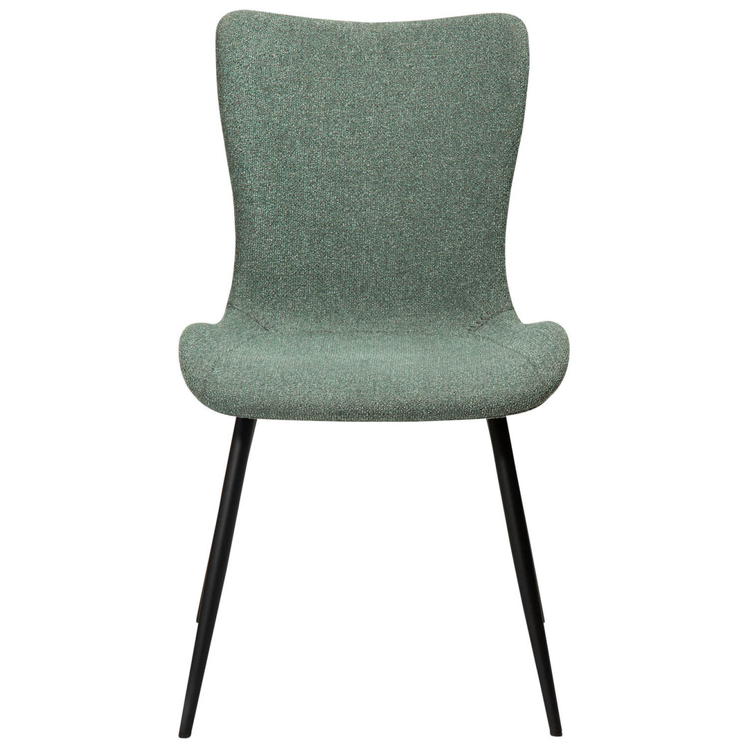 DAN-FORM Medusa spisebordsstol grøn bouclé stof og sort stål