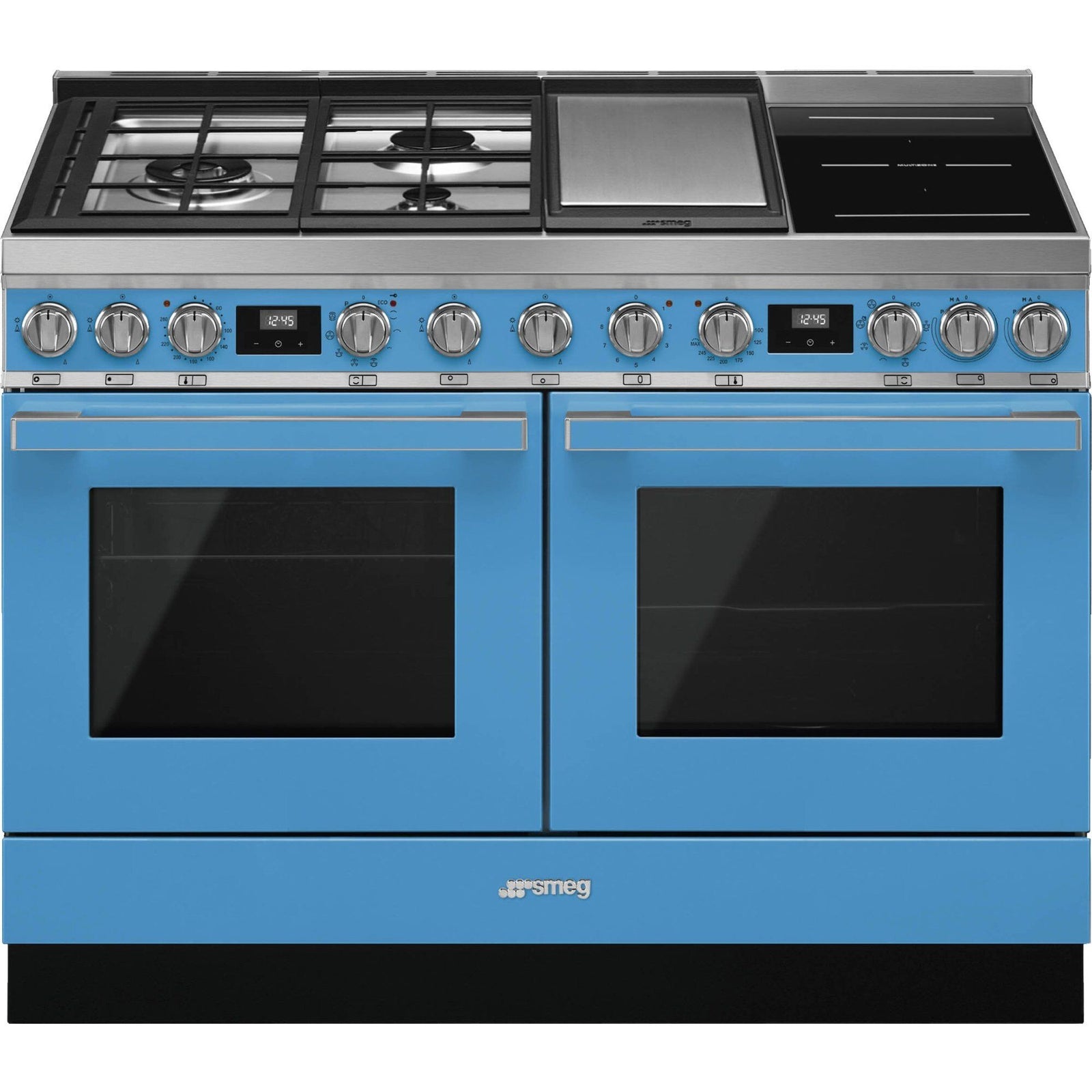 Smeg Smeg CPF120IGMPT Portofino gas-/induktionskomfur, turkis – close-up (Gasblus)