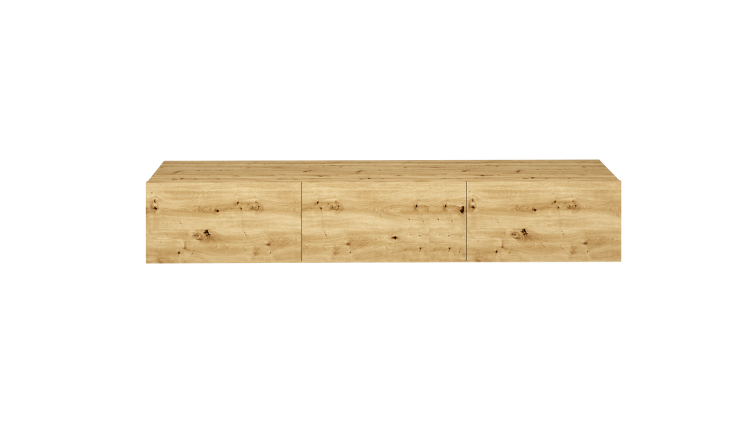KOCOT KIDS Dallas væghængt TV-skab m. 3 låger Artisan-eg massiv bøg og MDF 160x35