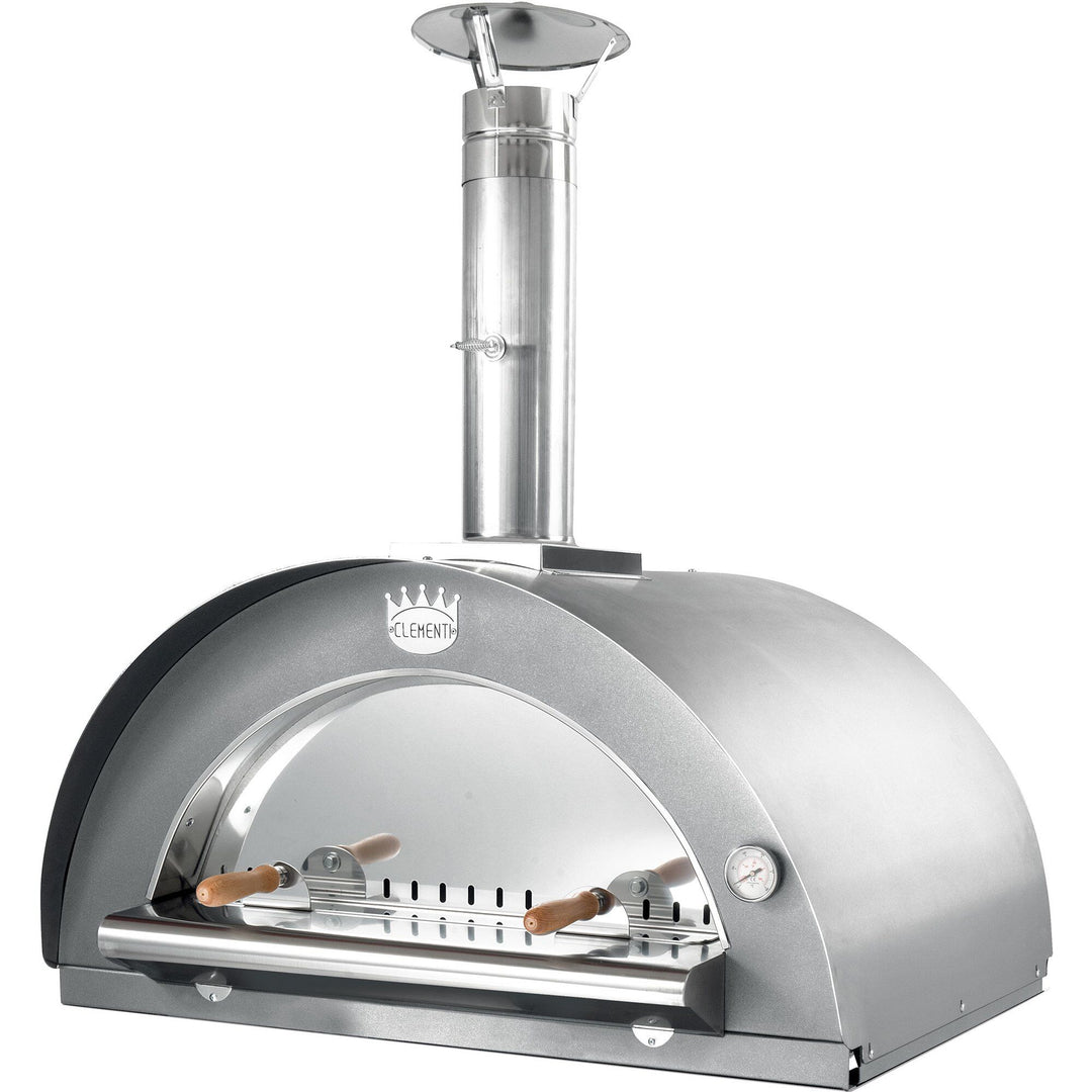 Clementi forni Clementi forni Family Brændefyret Pizzaovn 80x60 cm. Rustfrit stål ❤ frontbillede (Pizzaovne)