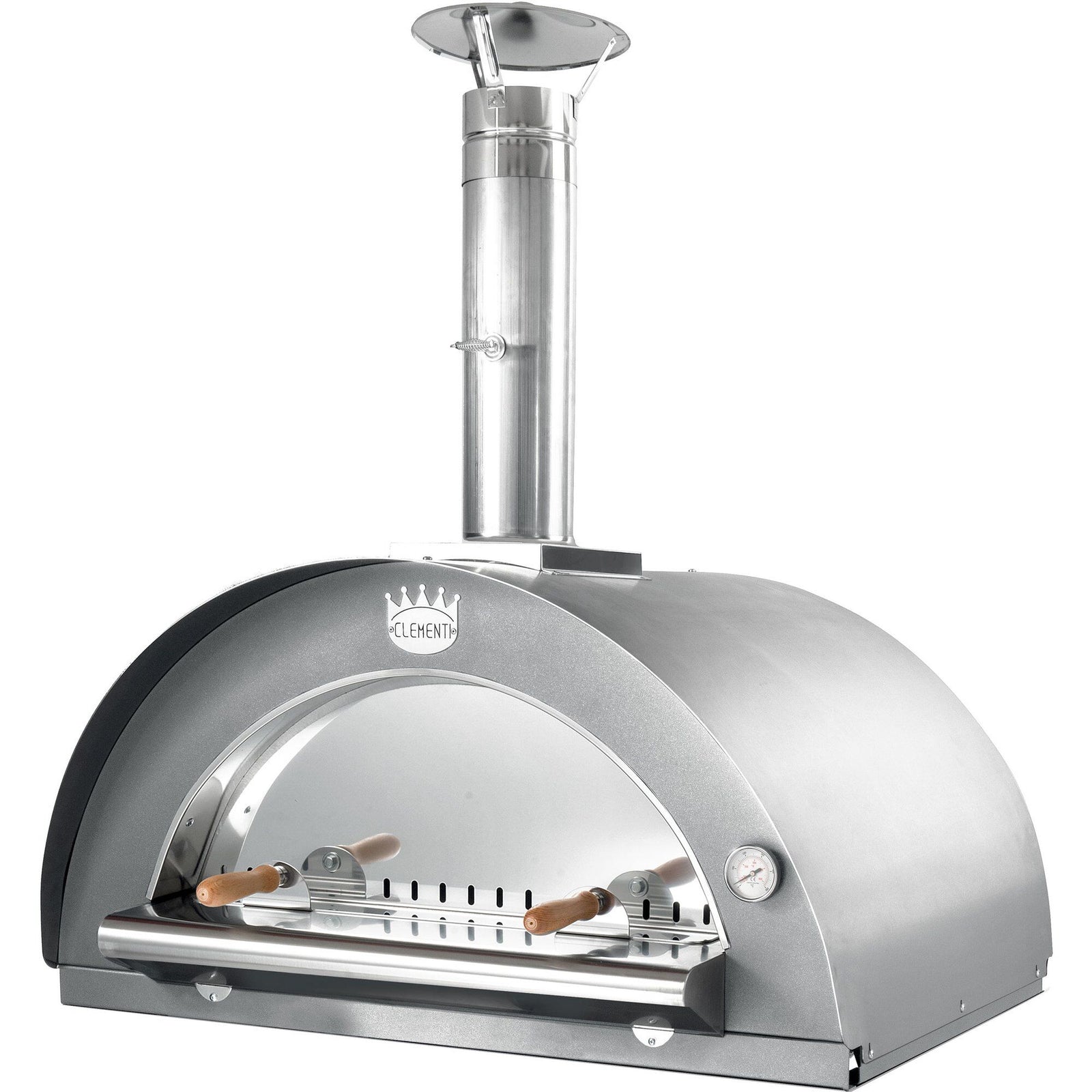Clementi forni Clementi forni Family Brændefyret Pizzaovn 80x60 cm. Rustfrit stål ❤ frontbillede (Pizzaovne)