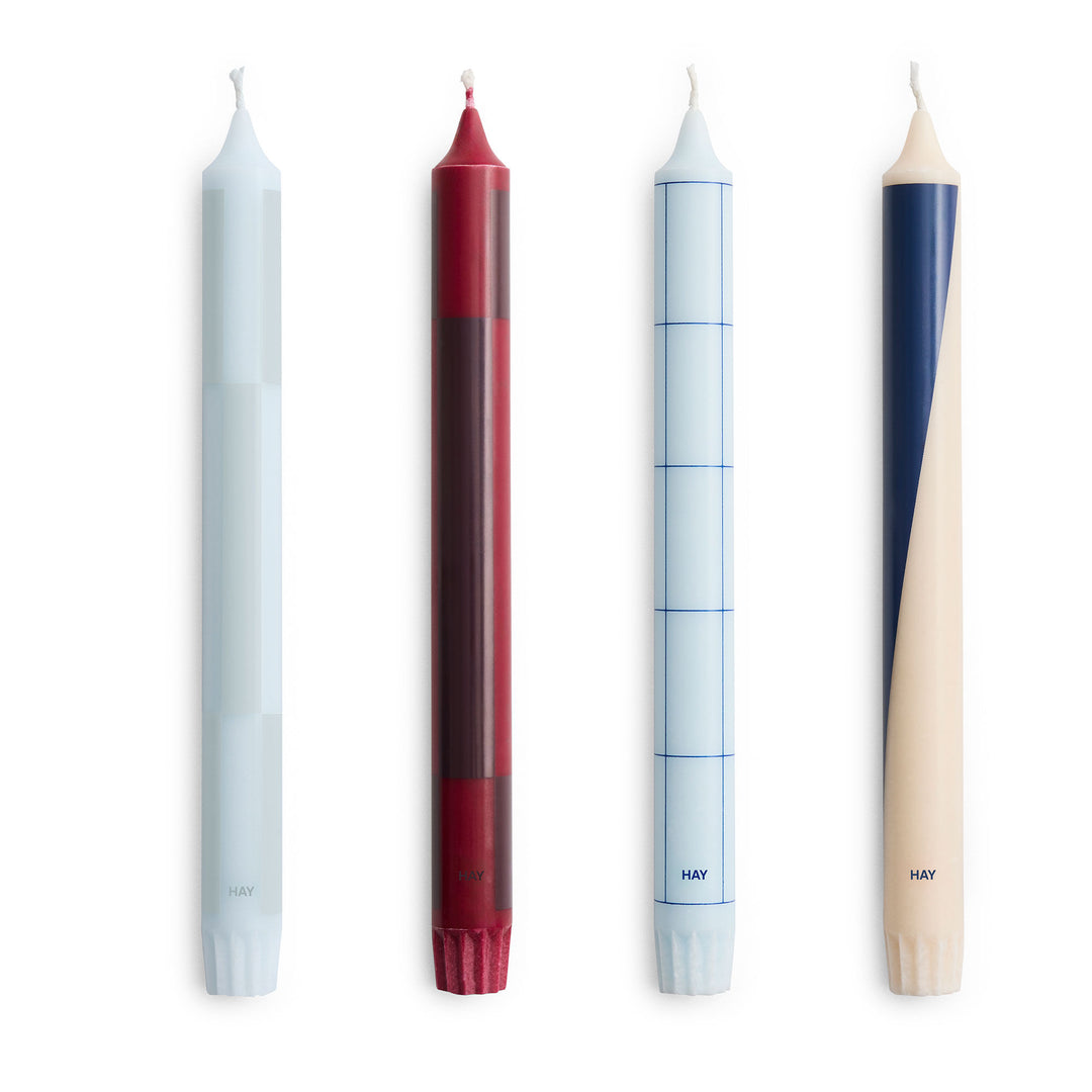 Hay HAY Pattern Stearinlys Blues Bordeaux 4 stk. – vinkelbillede (Lys)