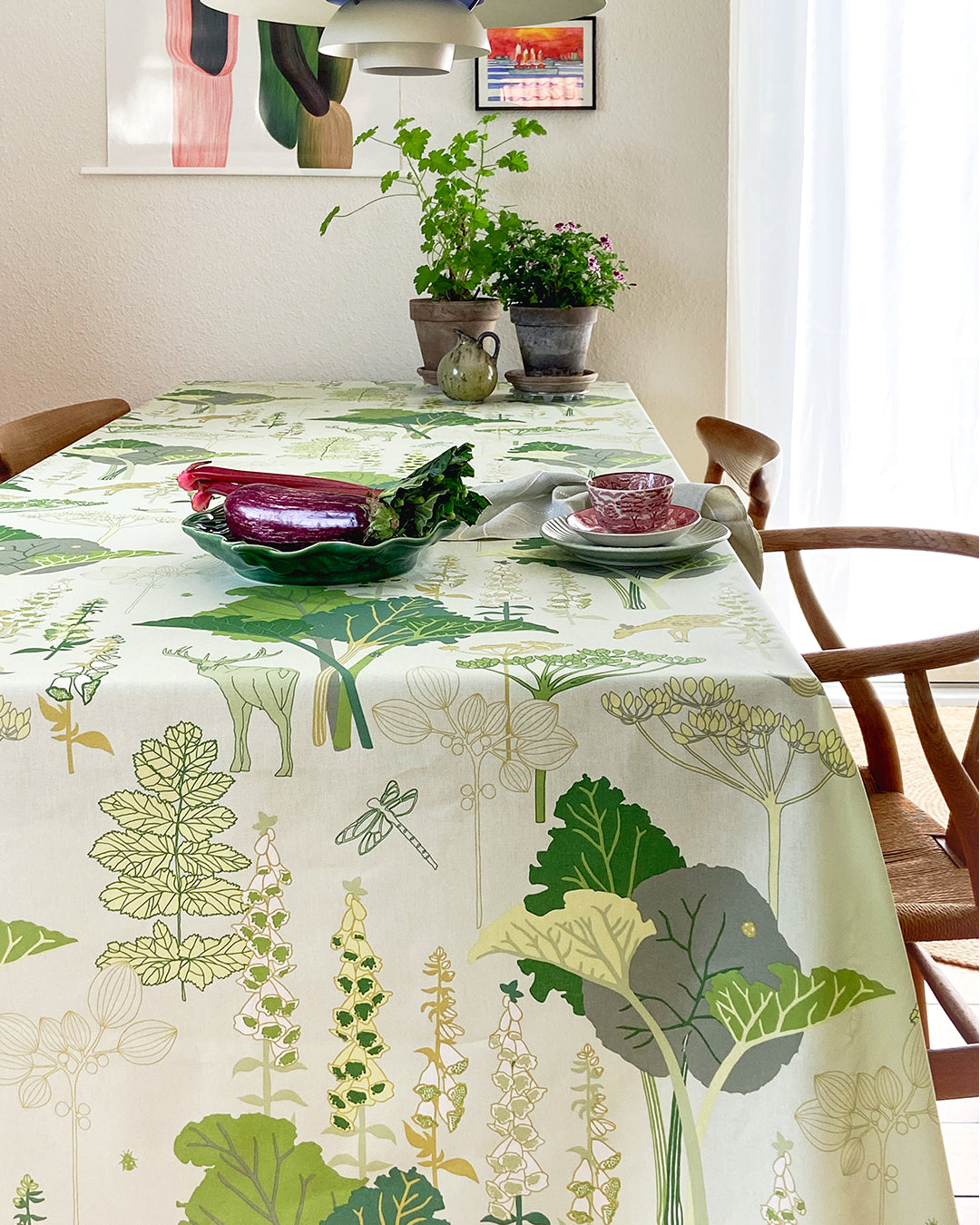 Produktbillede af Engholm Textiles Akryldug med antiskrid Rabarberskoven Notes by Susanne Schjerning i metermål i premium kvalitet