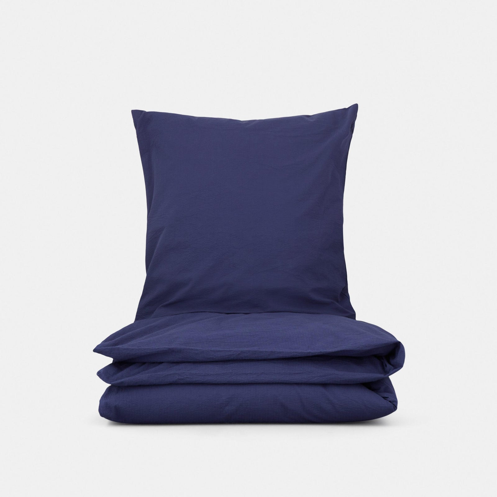 Produktbillede af Engholm Textiles Sengesæt Seersuker Emma 140x220Cm Dark Blue i premium kvalitet