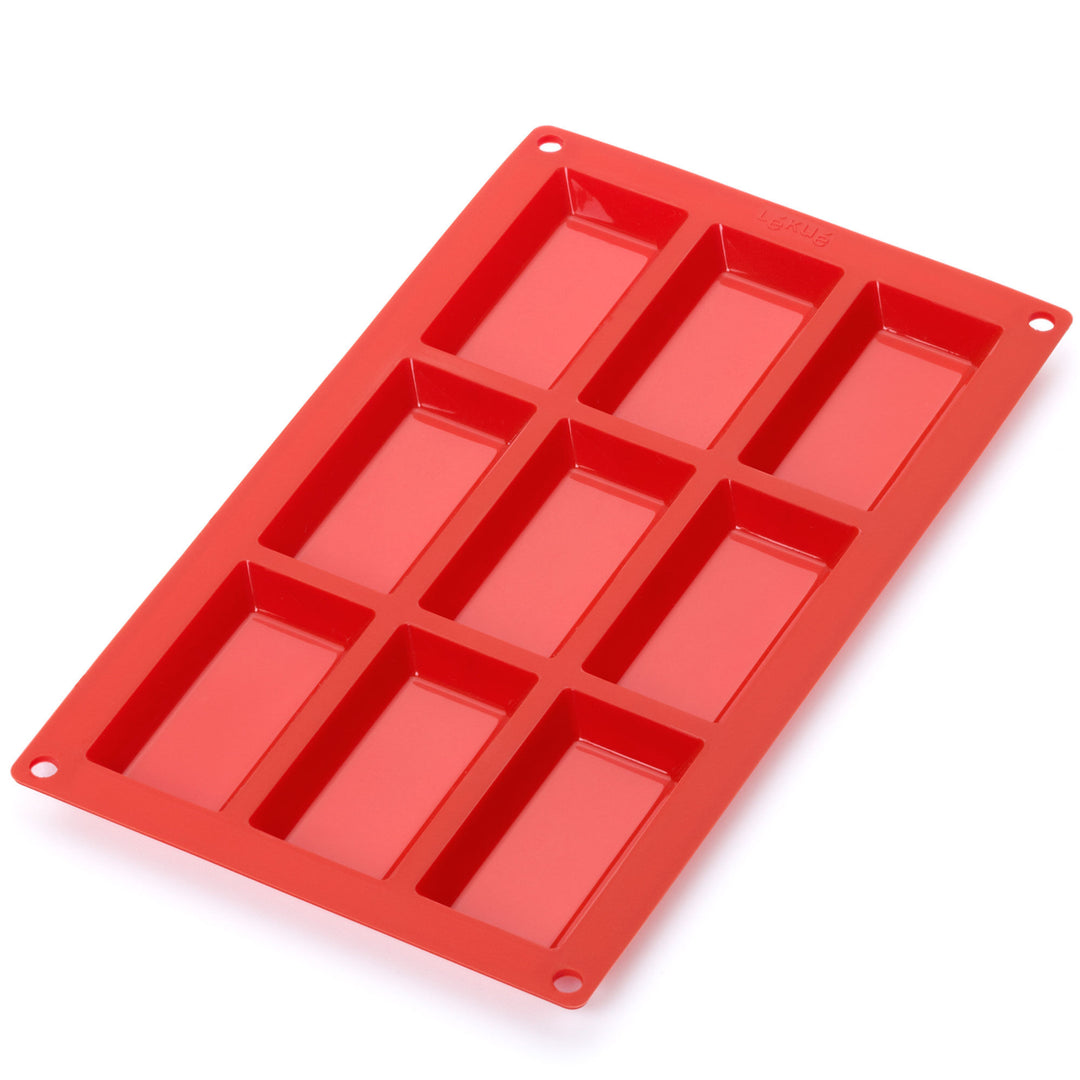 Lékué Lékué Financier silikoneform 9 huller, rød – detaljebillede (Siliconeform)