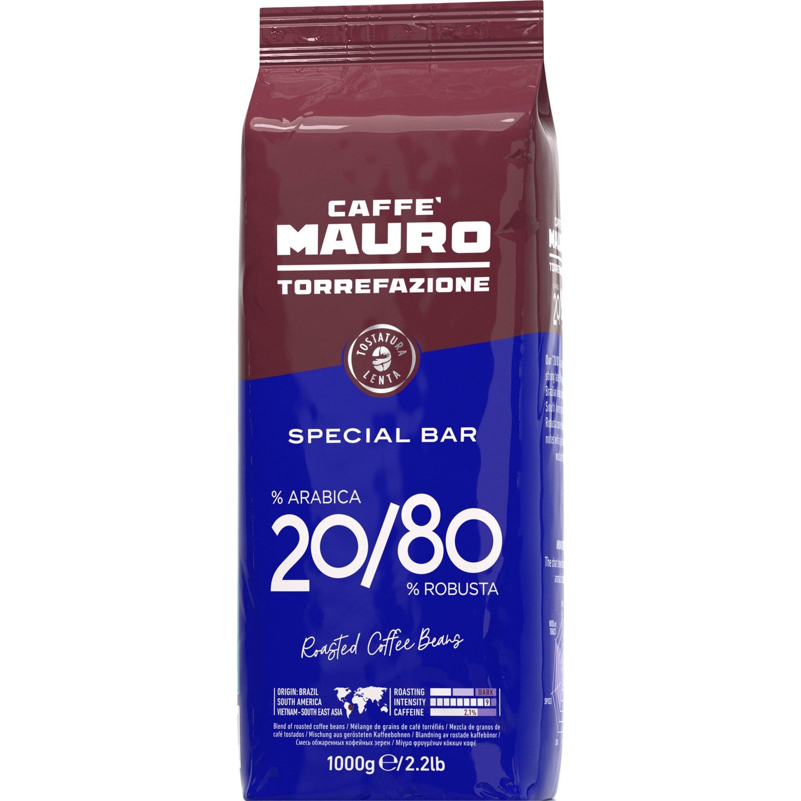 Caffe mauro Caffe mauro Specila Bar 1 kg, hele bønner – vinkelbillede (Kaffebønner)