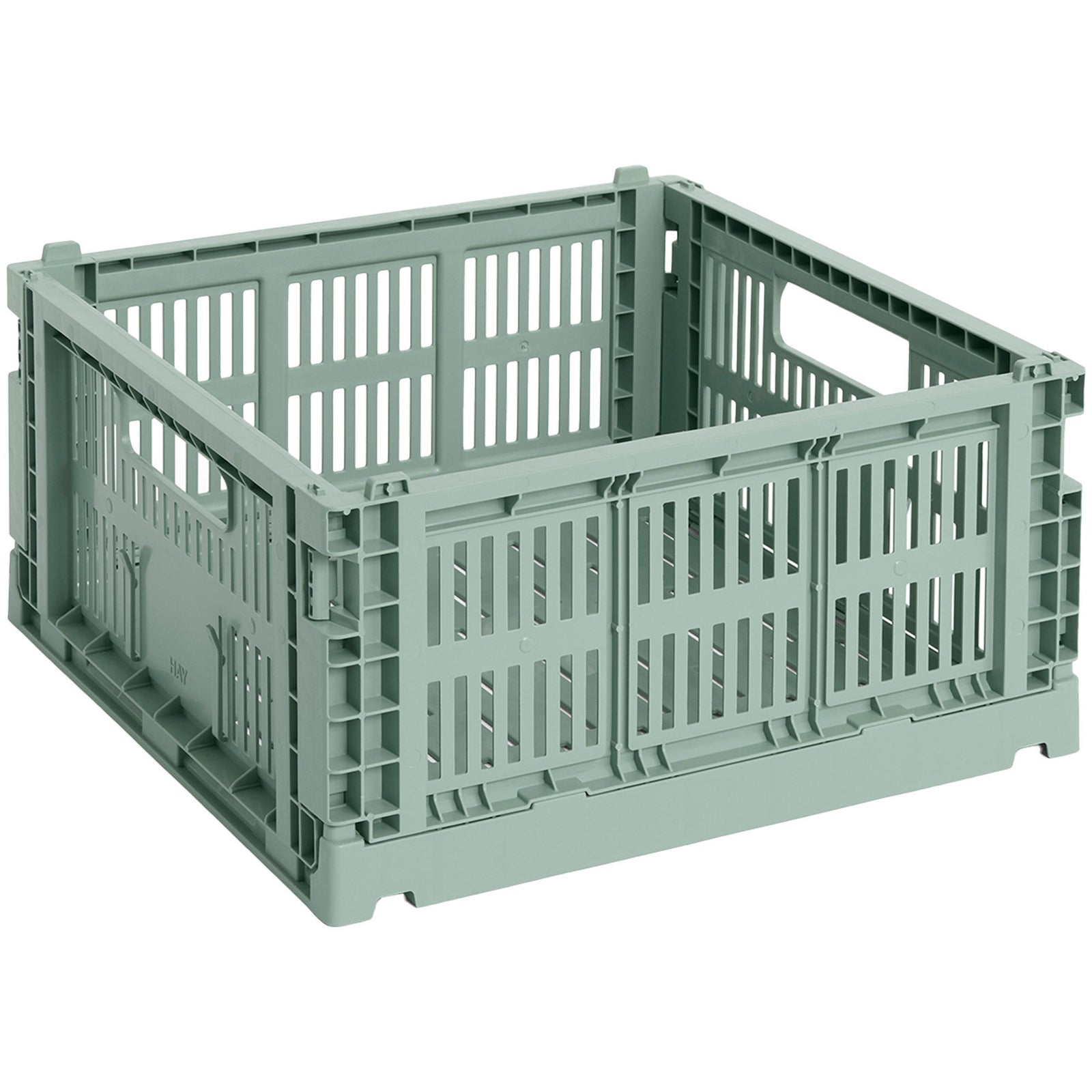 Hay HAY Colour Crate Medium Square Opbevaringskasse, sage green – close-up (Opbevaringsboks)