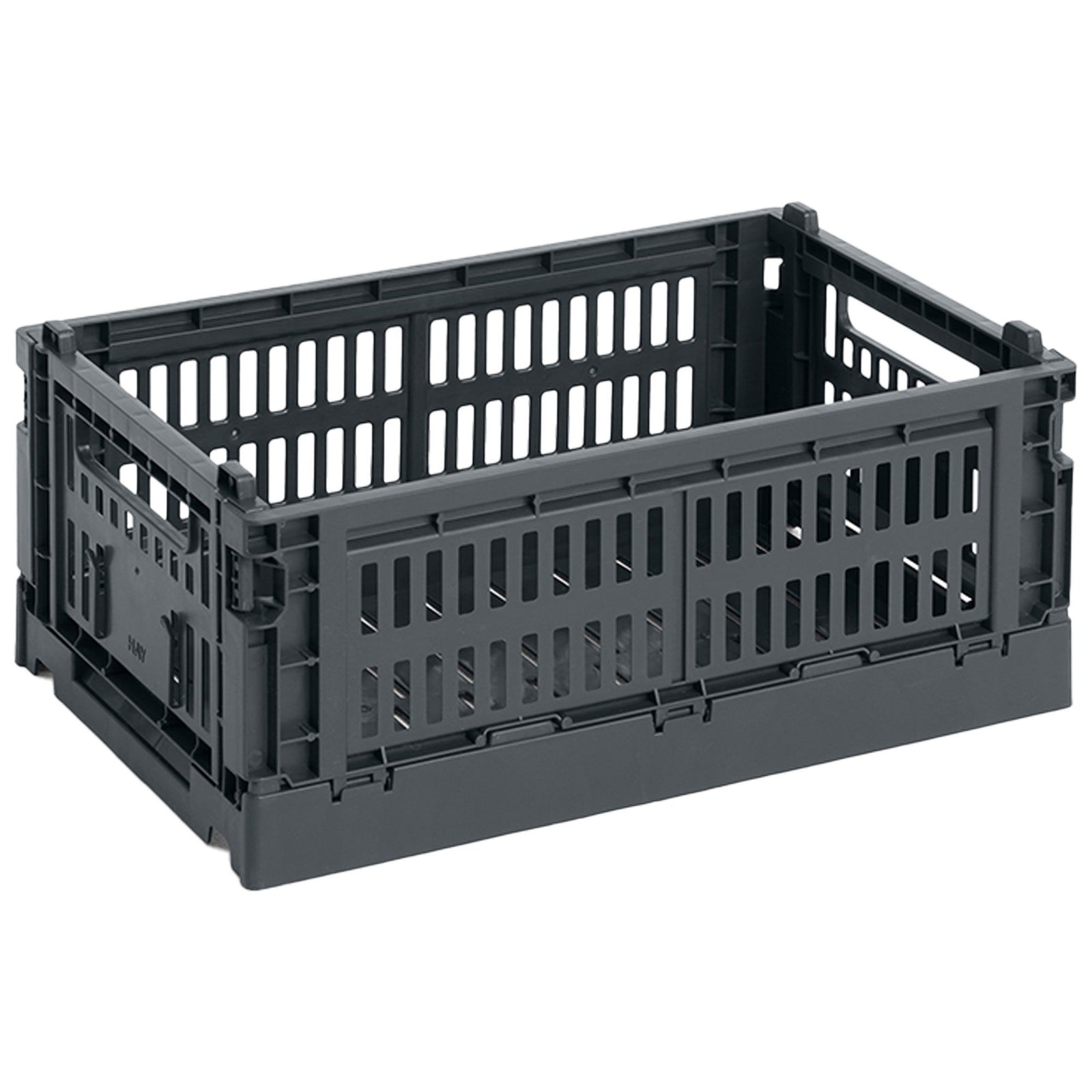 Hay HAY Colour Crate Small Opbevaringskasse, charcoal – vinkelbillede (Opbevaringsboks)