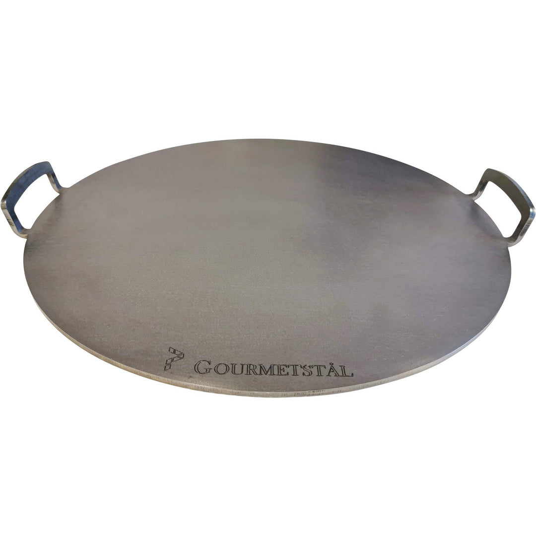 Gourmetstål Gourmetstål Rundt pizzastål med greb, 49 cm. ❤ produktfoto (Pizzasten)