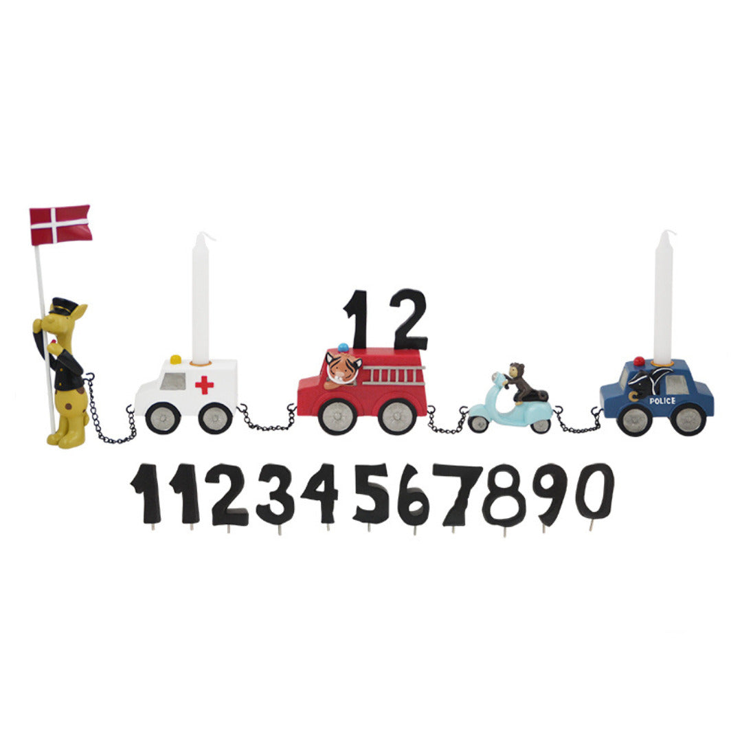 Produktbillede af Kids by Friis Fødselsdagstog Biler med 11 tal i premium kvalitet