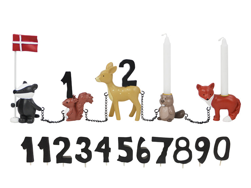 Produktbillede af Kids by Friis Fødselsdagstog skovdyr med 11 tal i premium kvalitet