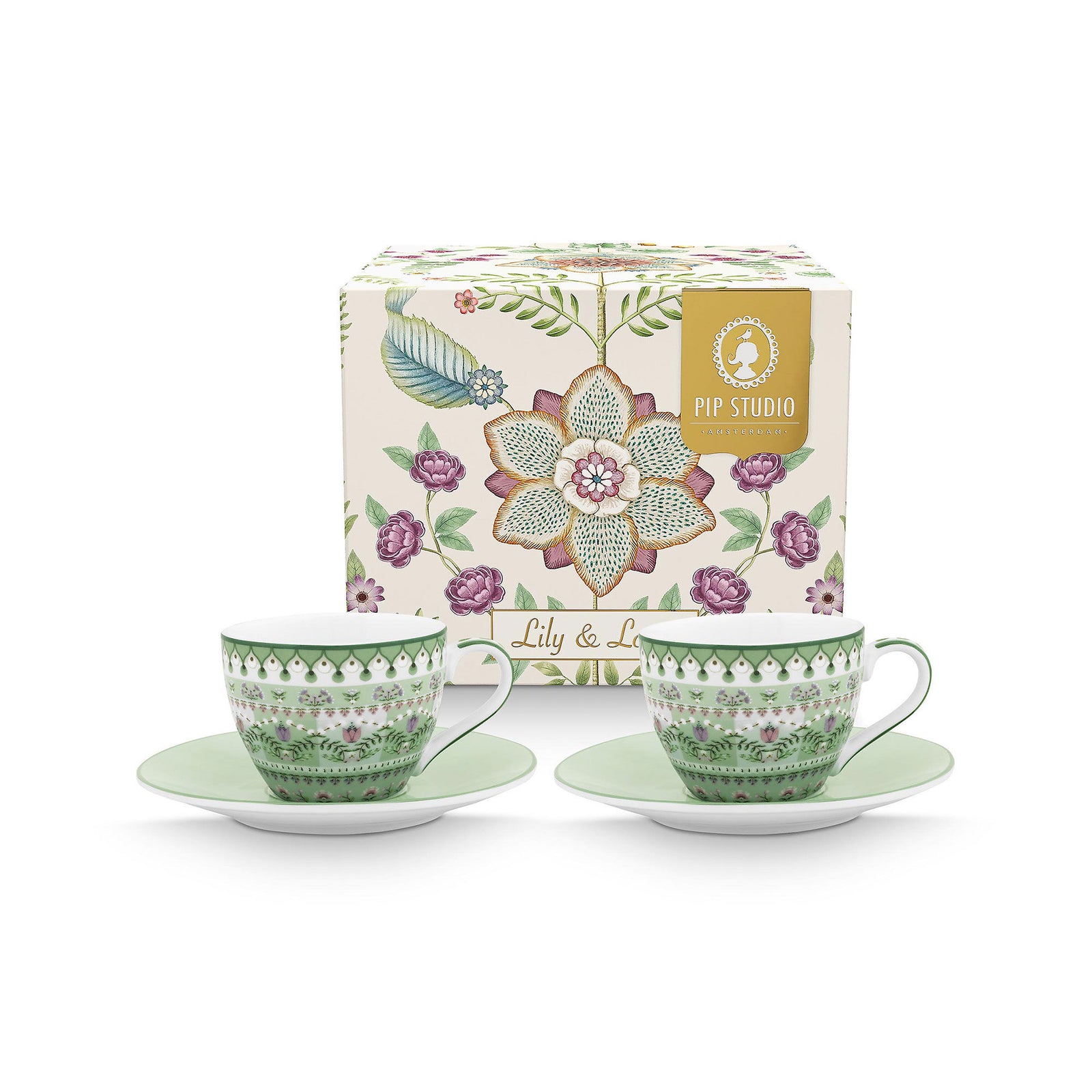 Pip studio PIP Studio Lily & Lotus espressokop 120 ml 2-pak – vinkelbillede (Espressokopper)