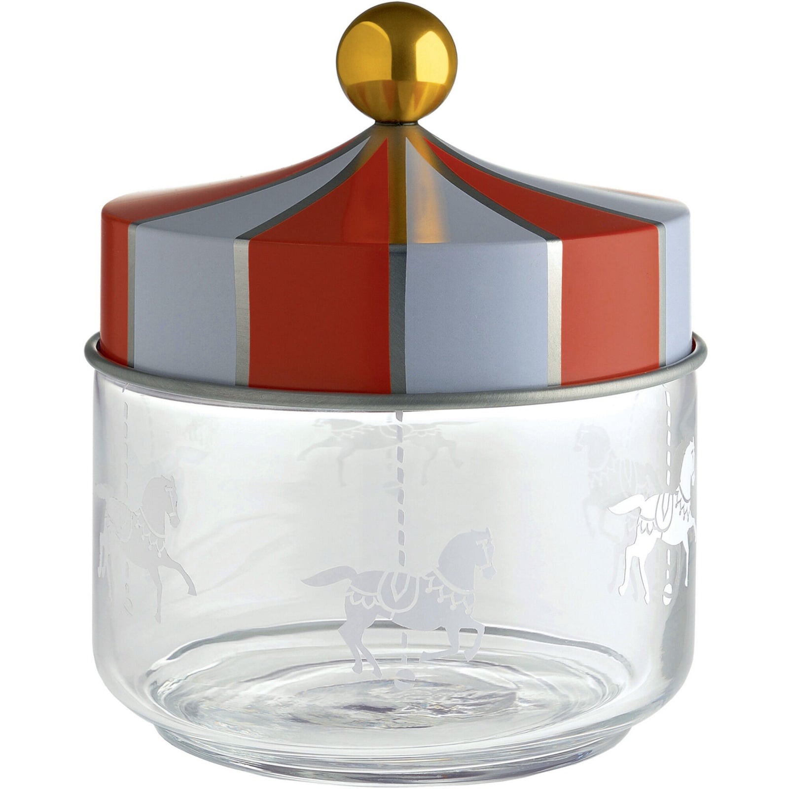 Alessi Alessi Circus glaskrukke med låg, 50 cl. – frontbillede (Glasbeholder)