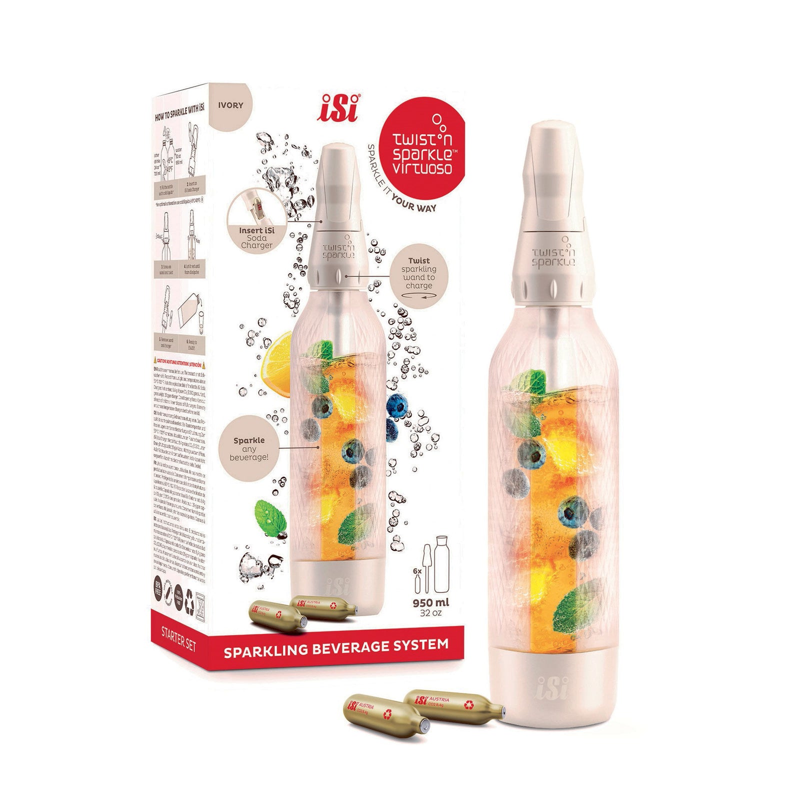 Isi Isi Twist n Sparkle Virtuoso Starter, ivory ❤ frontbillede (Kulsyremaskine)