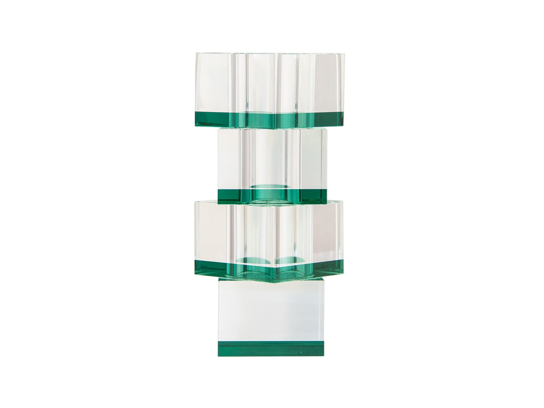 HOUSE OF SANDER Flora vase klar og grøn glas 7x7
