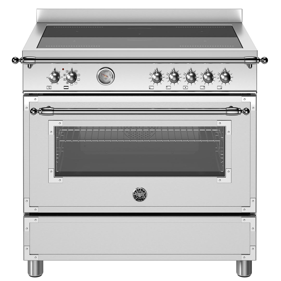 Bertazzoni Bertazzoni Heritage induktionskomfur med enkeltovn 5 zoner 90 cm, rustfrit stål – produktbillede (Induktionskomfur)