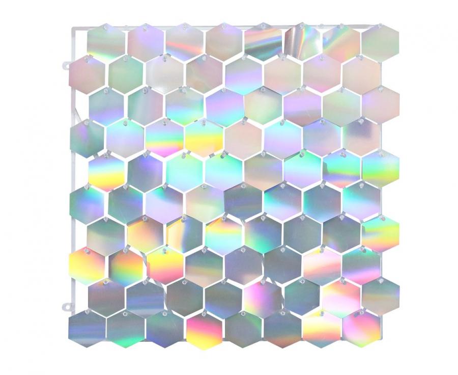 Produktbillede af Dekorativ Iriserende Plade Gennemsigtig Baggrund 30x30 Cm / 80 Sekskanter på tilbud i brug
