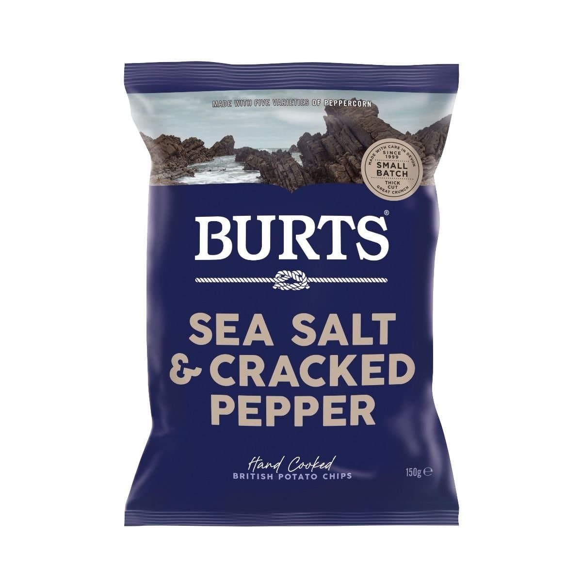 Burts Chips Sea Salt & Crushed Peppercorns 150 g ❤ Stort online udvalg i BURTÂ´S ❤ Billig fragt og hurtig levering 2 - 5 hverdage ❤ Varenummer: BAR-702740 / Ean: '5034709001438 på lager - Udsalg på Spar op til 56% - Over 412 kendte brands på udsalg