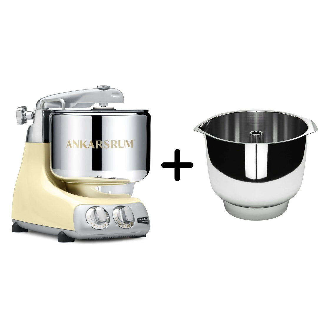 Ankarsrum Ankarsrum AKM 6230 køkkenmaskine + Assistent Original piskeskål, creme – vinkelbillede (Røremaskiner)