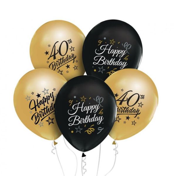 Produktbillede af Beauty&Charm Balloner 12 Med Tryk 40 Guld Og Sort 5 Stk. på tilbud i brug
