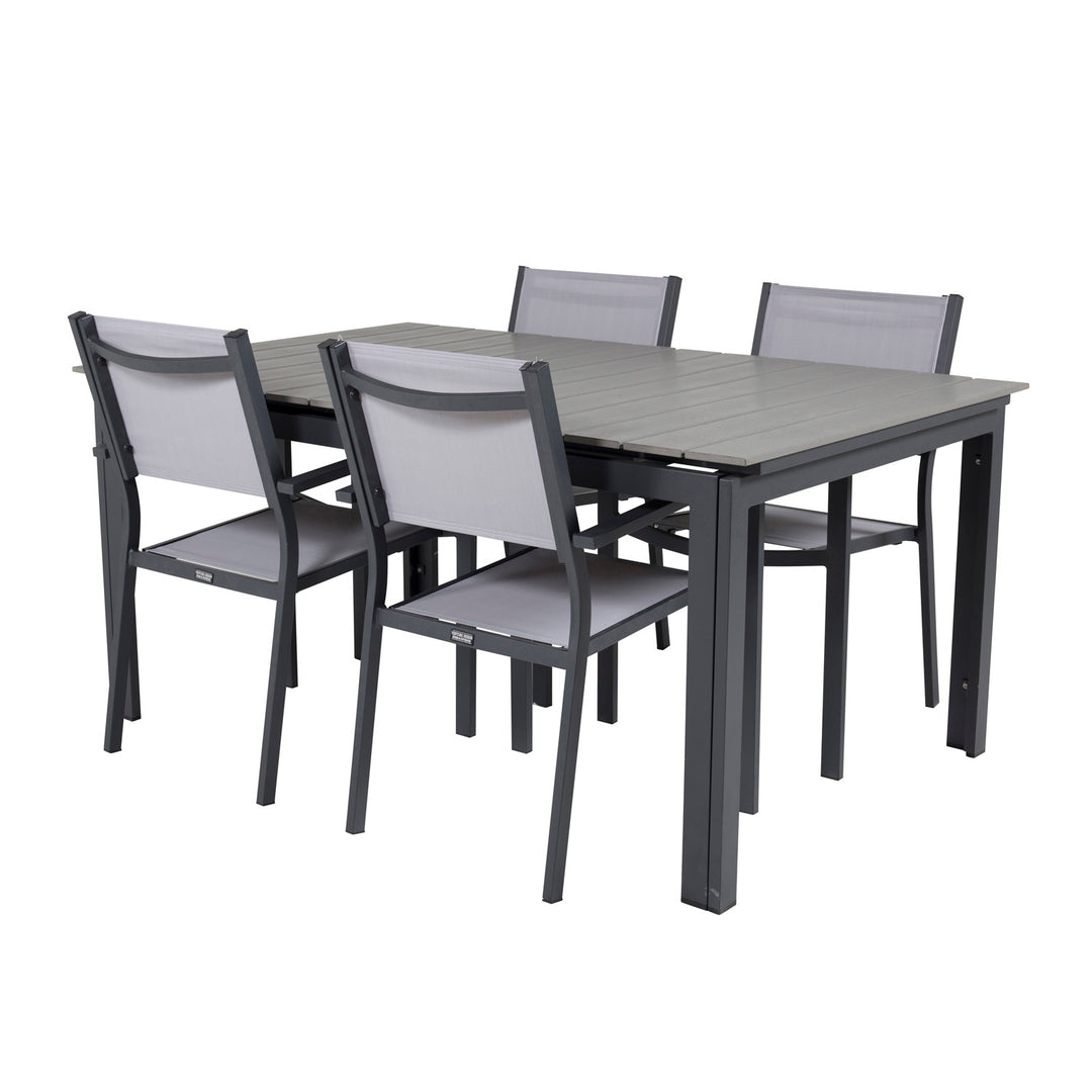 VENTURE DESIGN havebord m. Levels havebord og 4 Copacabana havestole grå aintwood og sort alu